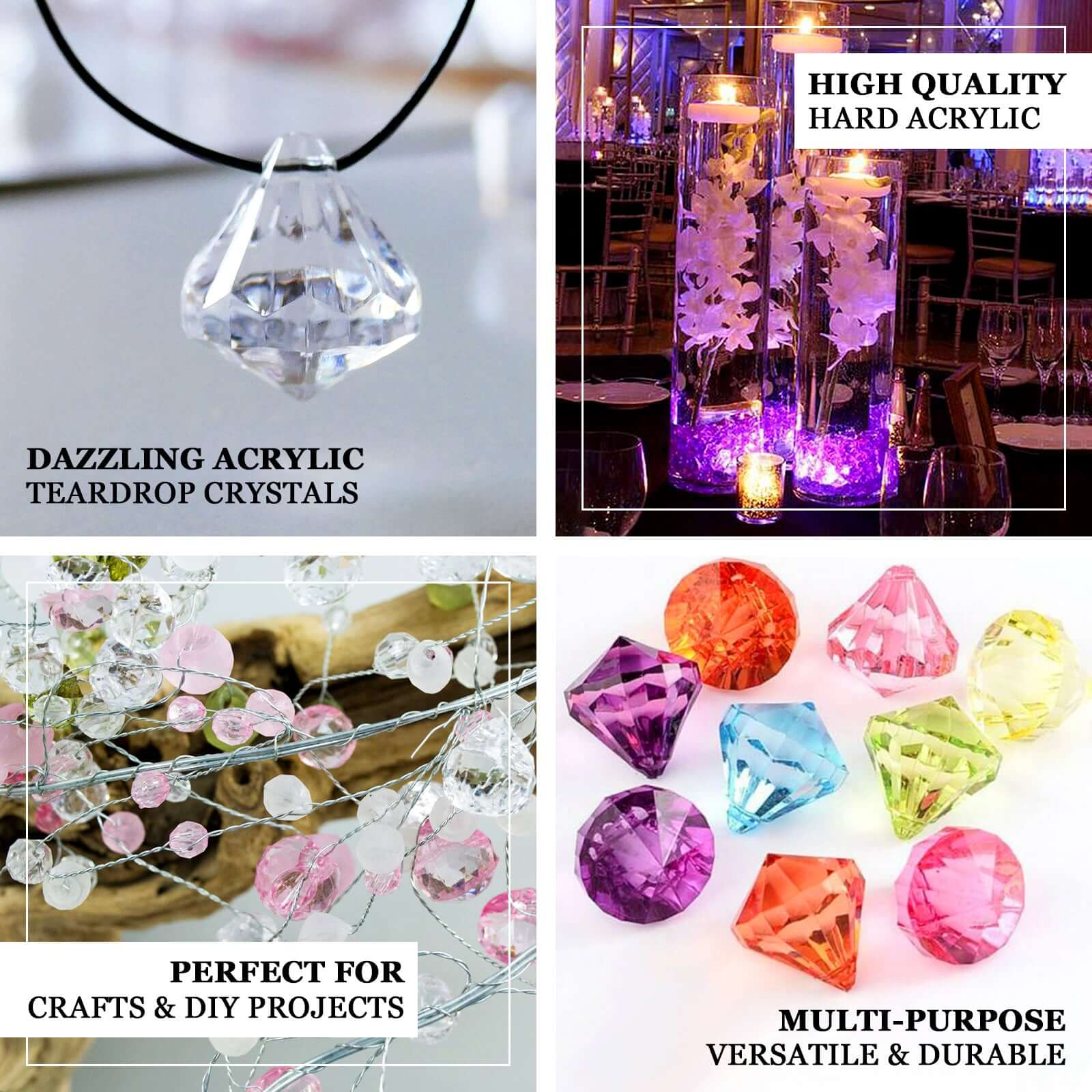 240 PCS Acrylic Teardrop Crystals Black - Lightweight Chandelier Raindrop Crystals for Crafting Hanging Decorations & Classy Displays 20MM - Linen Luxes