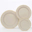 25-Pack Paper 10" Round Dinner Plates in Taupe Sunray Design with Gold Rim - Disposable Heavy Duty 350GSM Party Plates