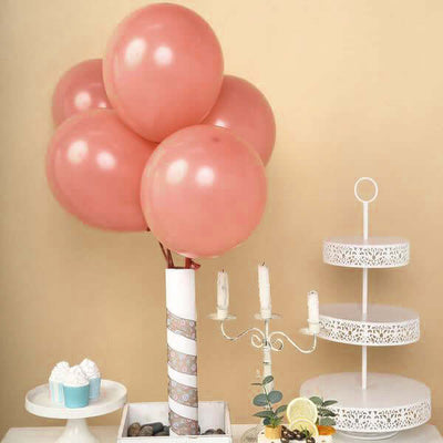 25 Pack 12" Matte Pastel Dusty Rose Helium Air Latex Party Balloons