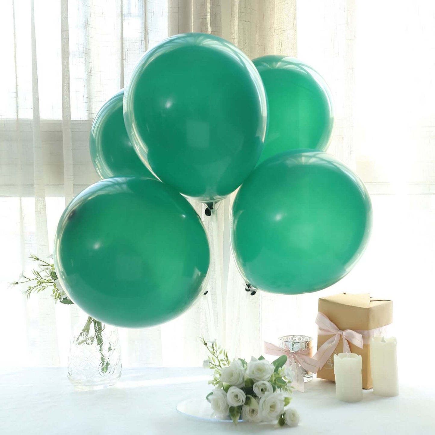 25 Pack 12" Matte Pastel Hunter Emerald Green Helium Air Latex Party Balloons