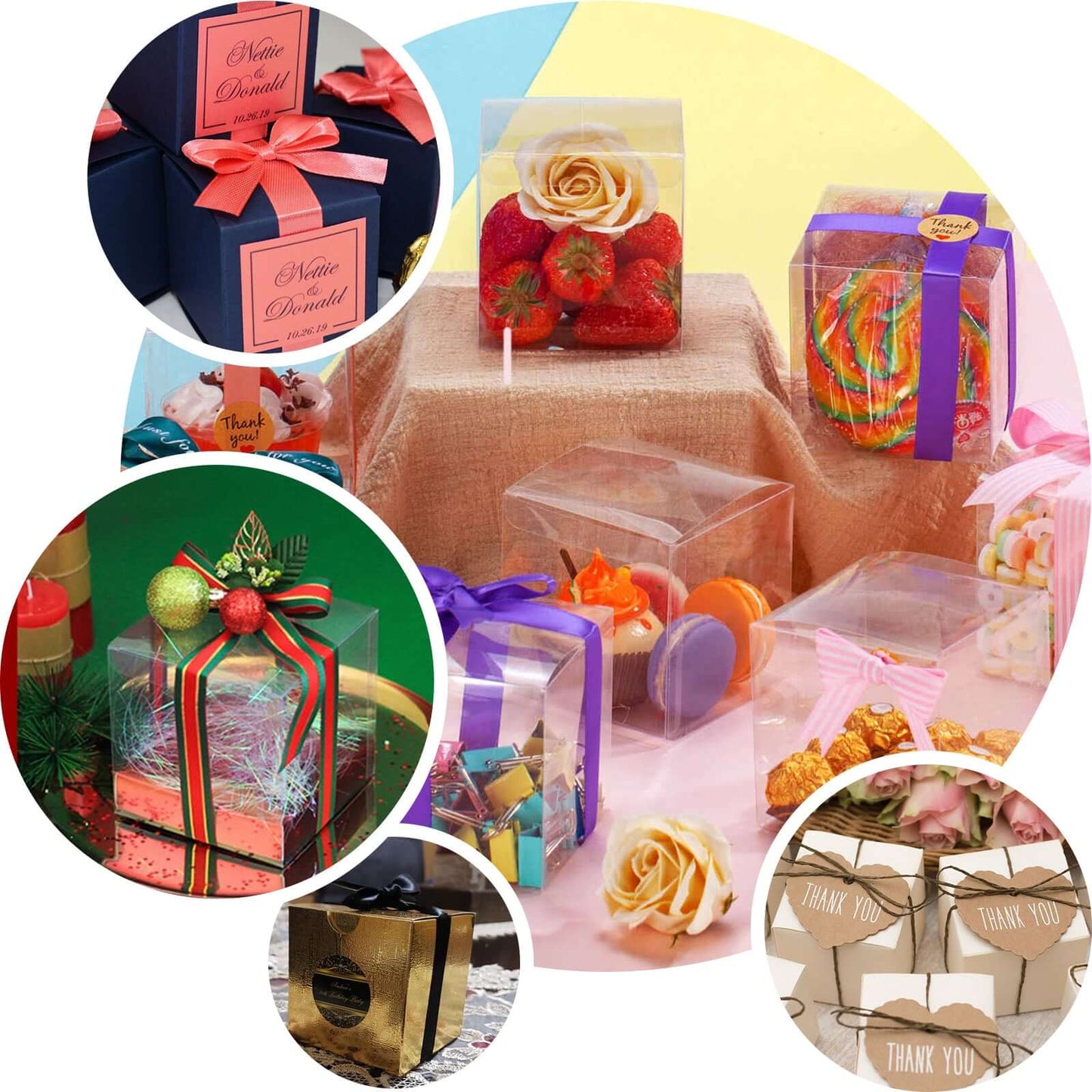 25 Pack 3" Easy DIY Clear Party Or Shower Favor Candy Gift Boxes - Linen Luxes