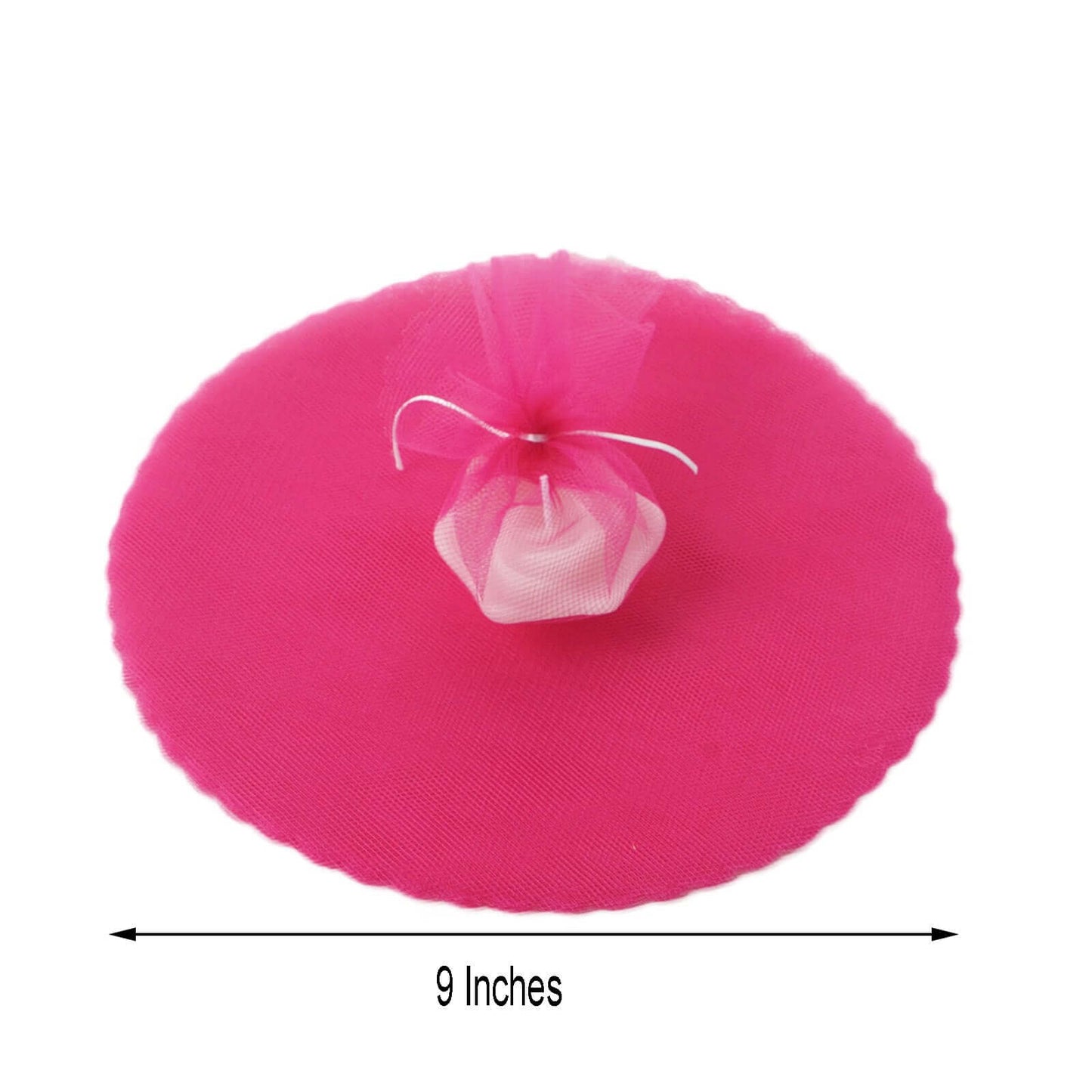 25 Pack 9" Fuchsia Sheer Nylon Tulle Circles Favor Wrap, DIY Craft Fabric - Linen Luxes