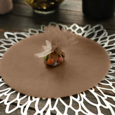 25 Pack 9" Natural Sheer Nylon Tulle Circles Favor Wrap Craft Fabric, DIY Candy Favor Wraps