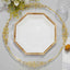 25-Pack Paper 9" Octagonal Dinner Plates in White with Bamboo Print Rim - Disposable Geometric Party Plates for Tropical & Beach Themed Celebrations