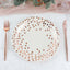 25-Pack Paper Round Dinner Plates 9" White with Metallic Rose Gold Polka Dots - Disposable 300GSM Party Plates for Banquets & Celebrations