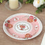 25-Pack Paper 9" Round Dinner Plates in Dusty Rose with Vintage Rose Flower Print - Disposable Plates