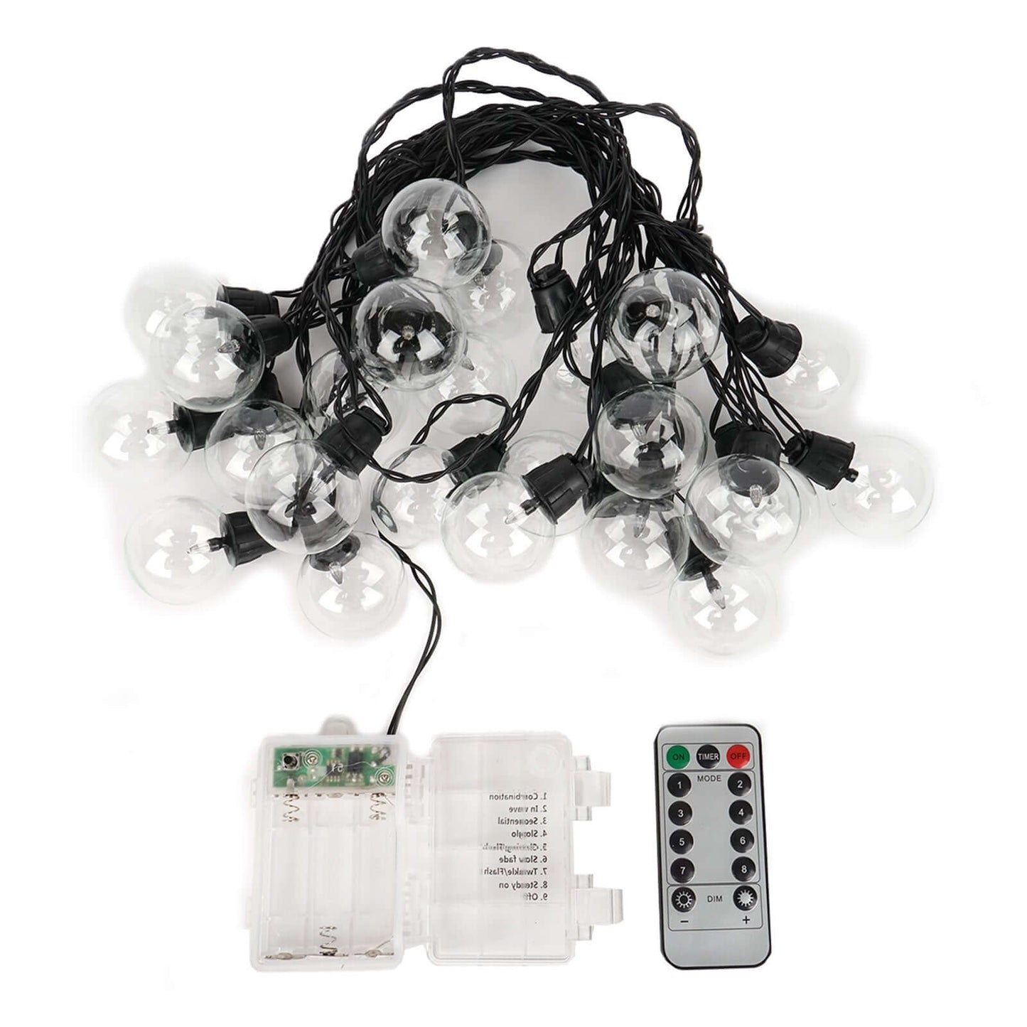 25 - Pack LED String Lights 8 - Mode Clear Warm White - Waterproof Remote Operated Outdoor/Indoor Bulbs 26ft - Linen Luxes