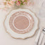 25-Pack Paper 9" Round Dinner Plates in Natural Burlap Print with White Floral Lace Rim - Rustic Farmhouse Inspired Disposable Party Plates