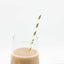 25 - Pack Paper Straws White/Gold Striped - Stylish Disposable Straws for Drinks 8" - Linen Luxes