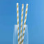 25 - Pack Paper Straws White/Gold Striped - Stylish Disposable Straws for Drinks 8" - Linen Luxes