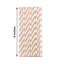 25 - Pack Paper Straws White/Rose Gold Striped - Stylish Disposable Straws for Drinks 8" - Linen Luxes