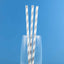 25 - Pack Paper Straws White/Silver Striped - Stylish Disposable Straws for Drinks 8" - Linen Luxes