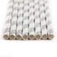 25 - Pack Paper Straws White/Silver Striped - Stylish Disposable Straws for Drinks 8" - Linen Luxes