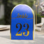 25-Pack 7" Disposable Table Numbers, Royal Blue Free Standing Double Sided Table Number Place Cards with Metallic Gold Foil Numbers 1-25
