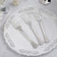 25 - Pack Plastic Forks Silver Heavy Duty with Fluted Handles - Durable Disposable Tableware 7" - Linen Luxes