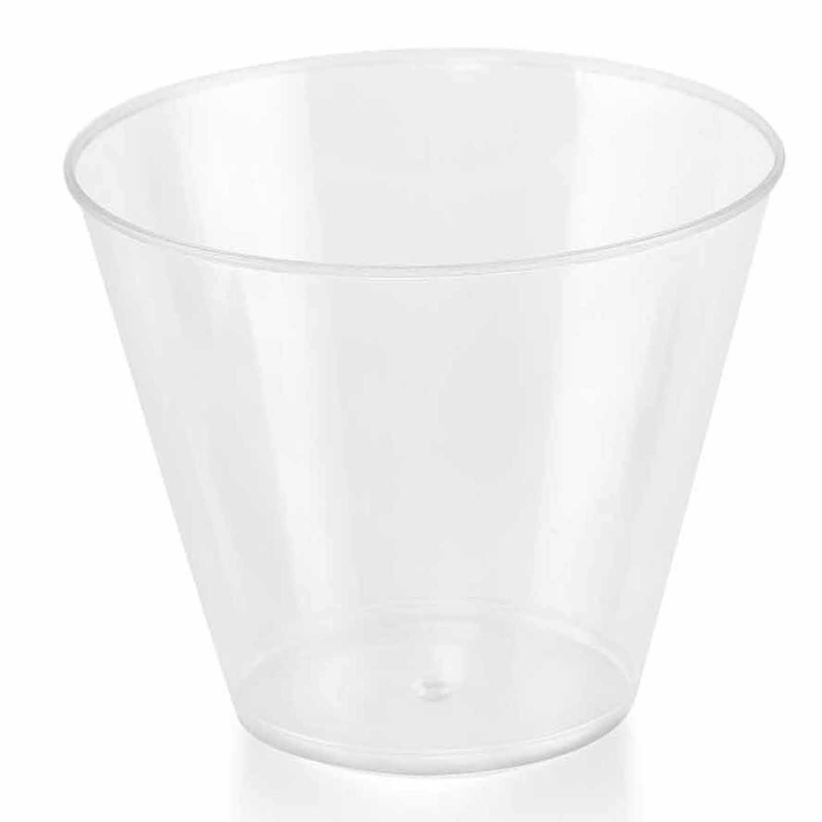 25 - Pack Plastic Party Cups Clear Crystal - Stylish Short Disposable Glasses 9oz - Linen Luxes