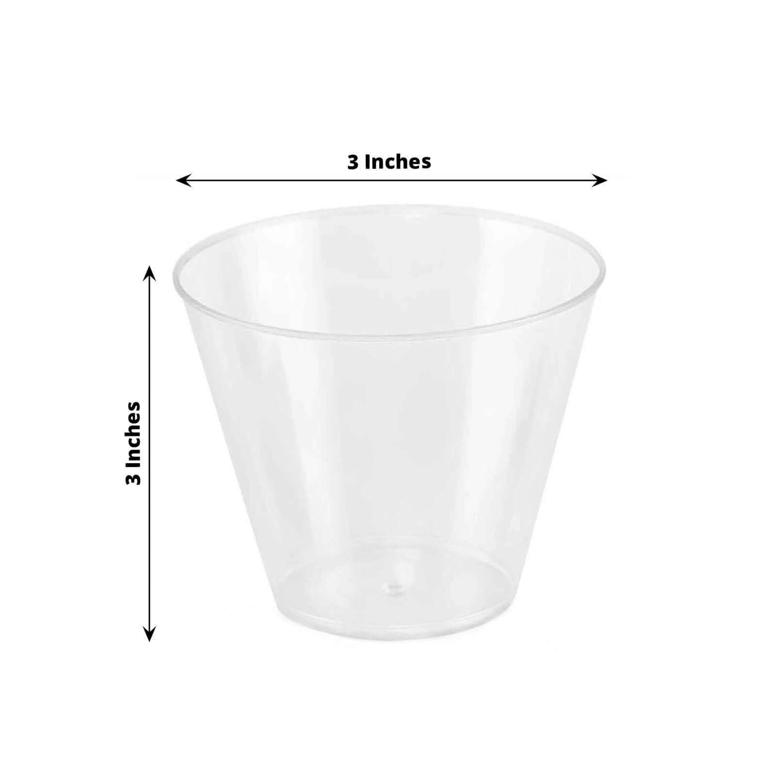 25 - Pack Plastic Party Cups Clear Crystal - Stylish Short Disposable Glasses 9oz - Linen Luxes