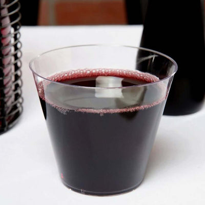 25 - Pack Plastic Party Cups Clear Crystal - Stylish Short Disposable Glasses 9oz - Linen Luxes