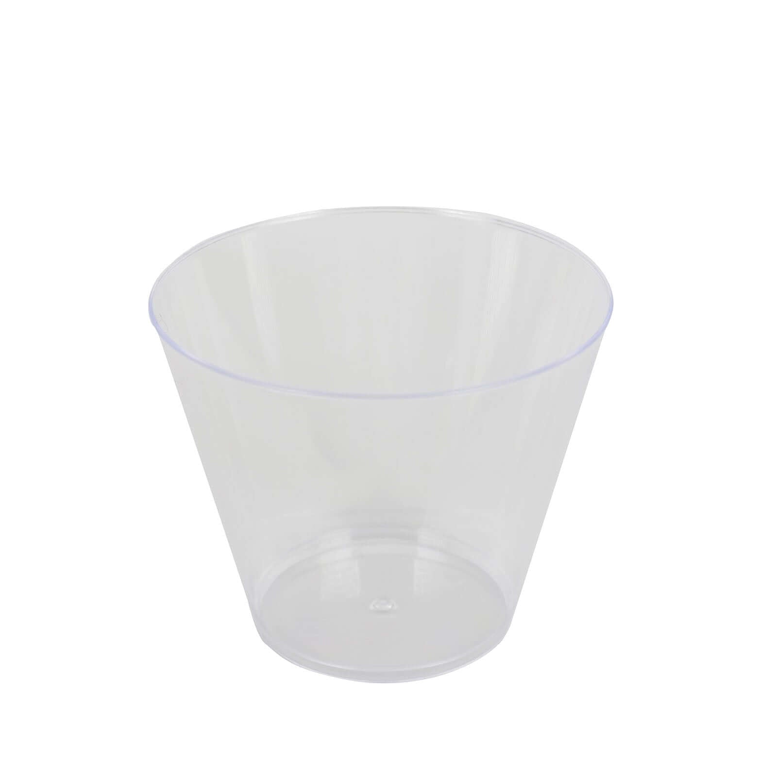 25 - Pack Plastic Party Cups Clear Crystal - Stylish Short Disposable Glasses 9oz - Linen Luxes