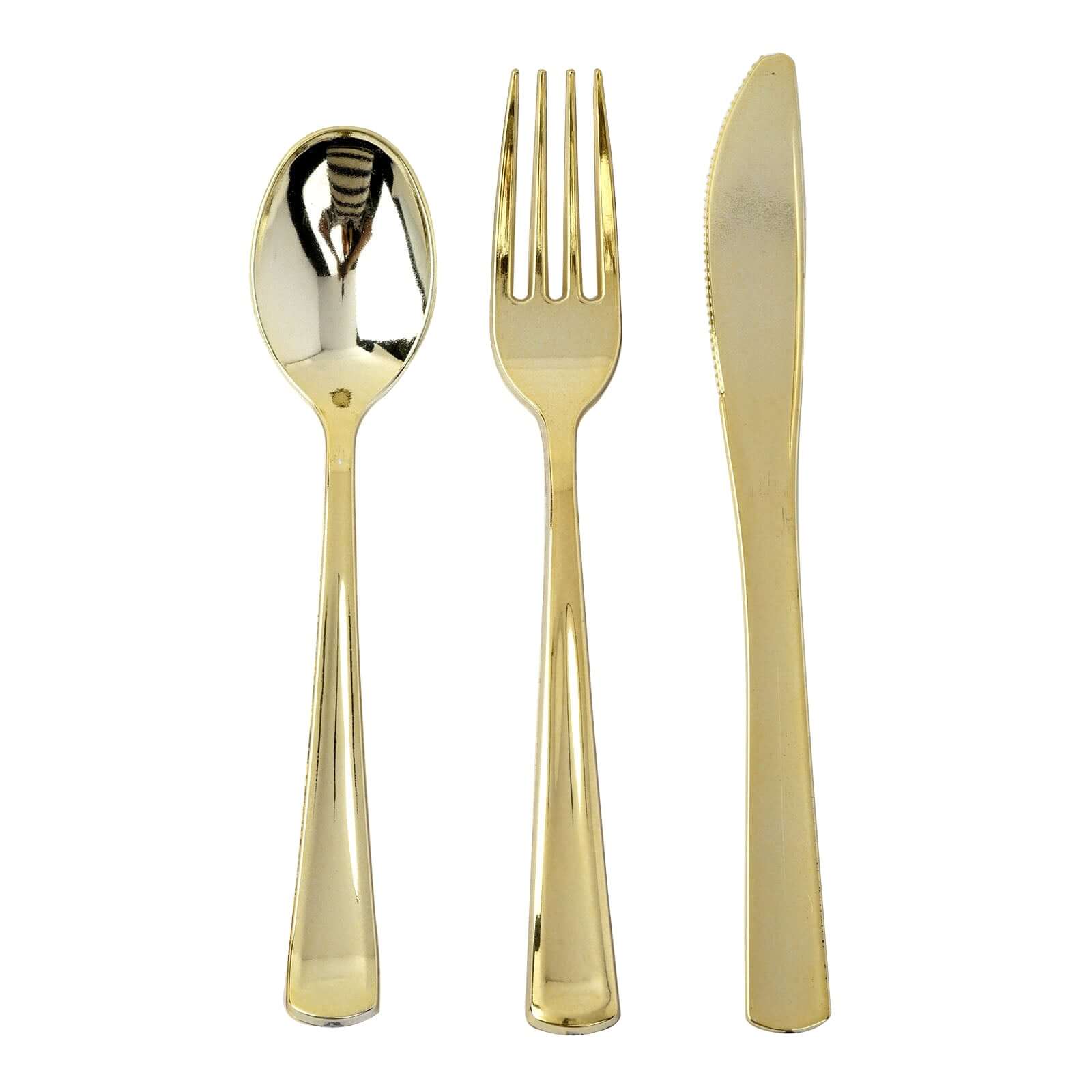 25 - Pack Plastic Spoons Metallic Gold Classic Heavy Duty - Premium Disposable Cutlery 7" - Linen Luxes