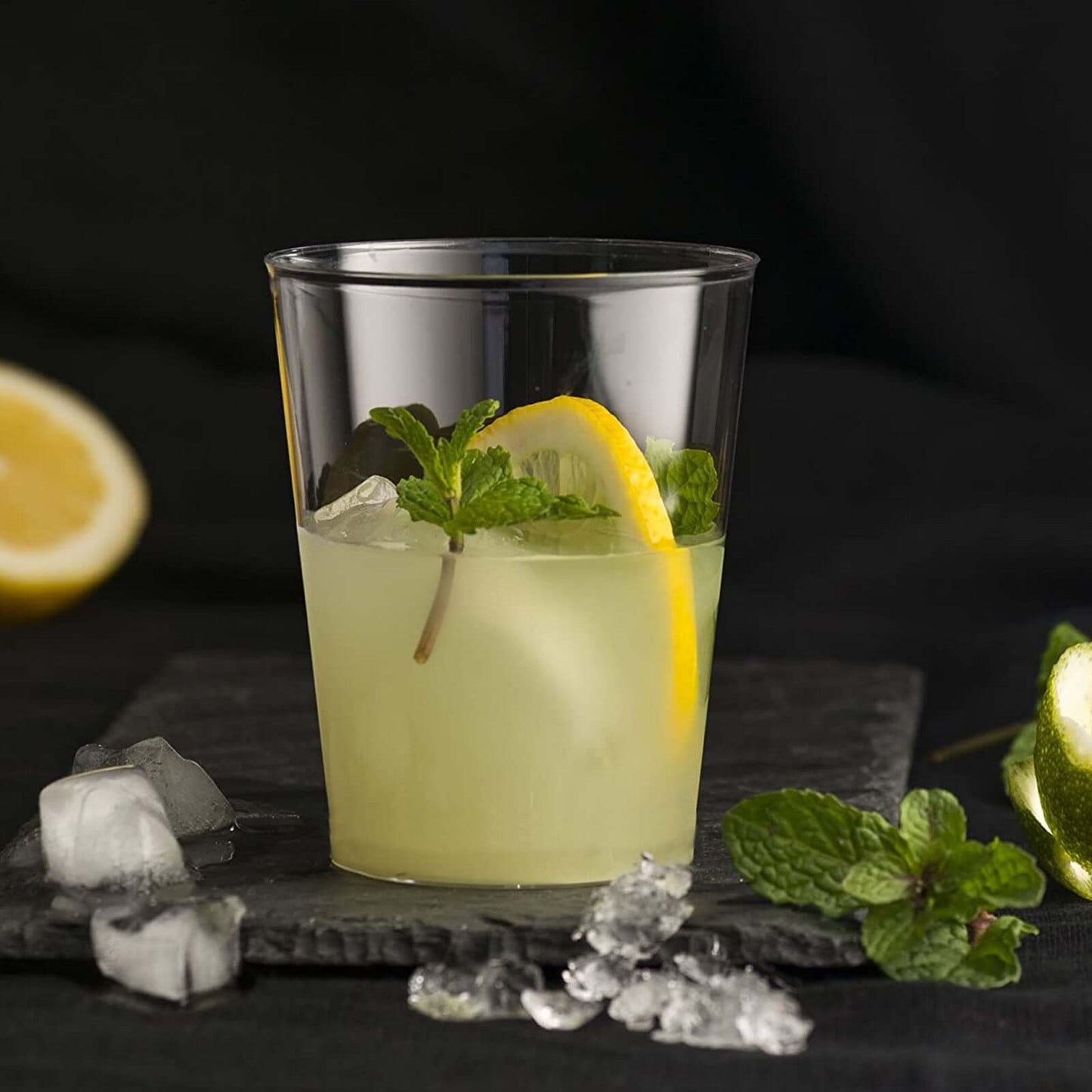 25 - Pack Plastic Tumbler Cups Clear - Stylish Disposable Party Glasses 10oz - Linen Luxes