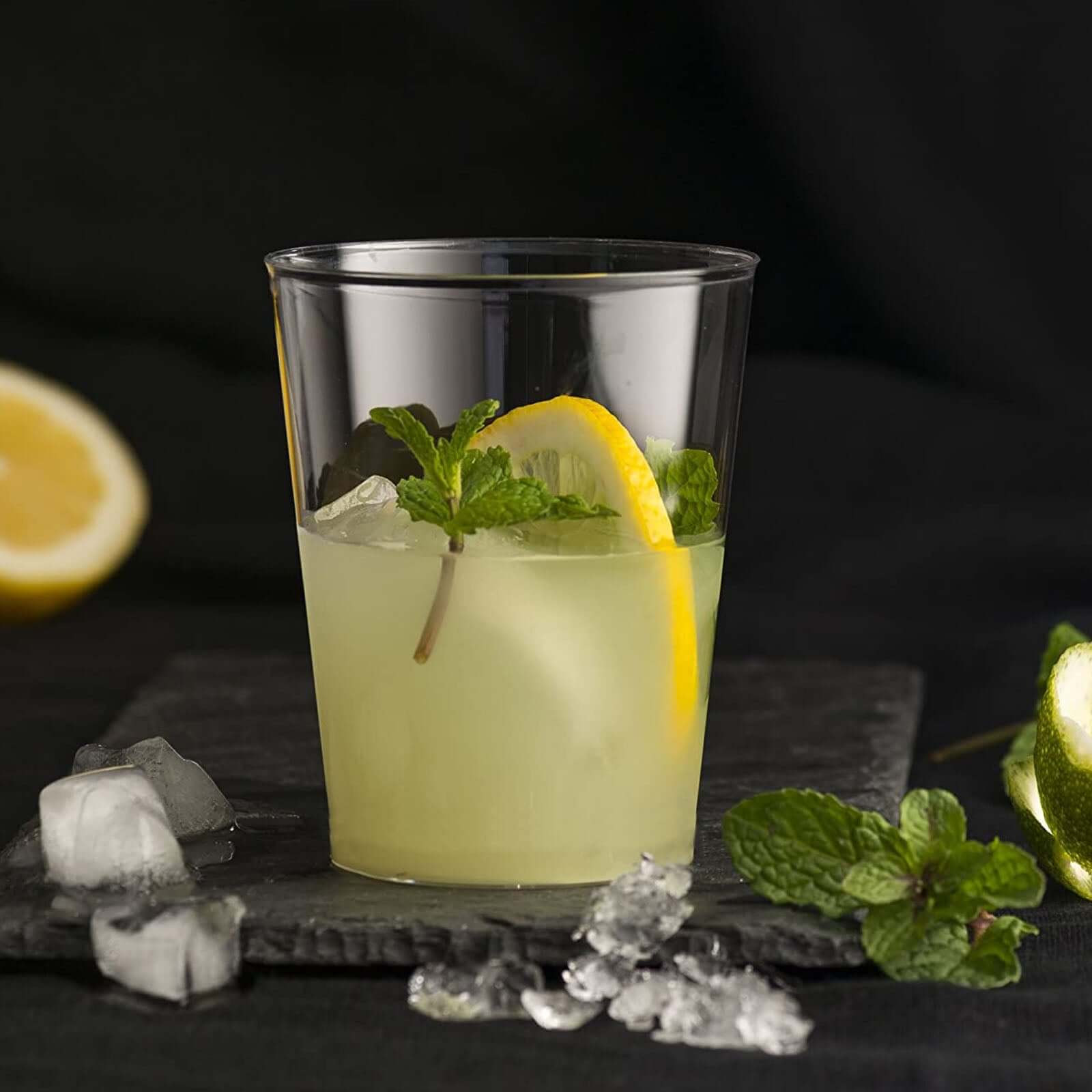 25 - Pack Plastic Tumbler Cups Clear - Stylish Disposable Party Glasses 10oz - Linen Luxes