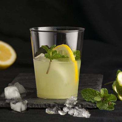 25 - Pack Plastic Tumbler Cups Clear - Stylish Disposable Party Glasses 10oz - Linen Luxes