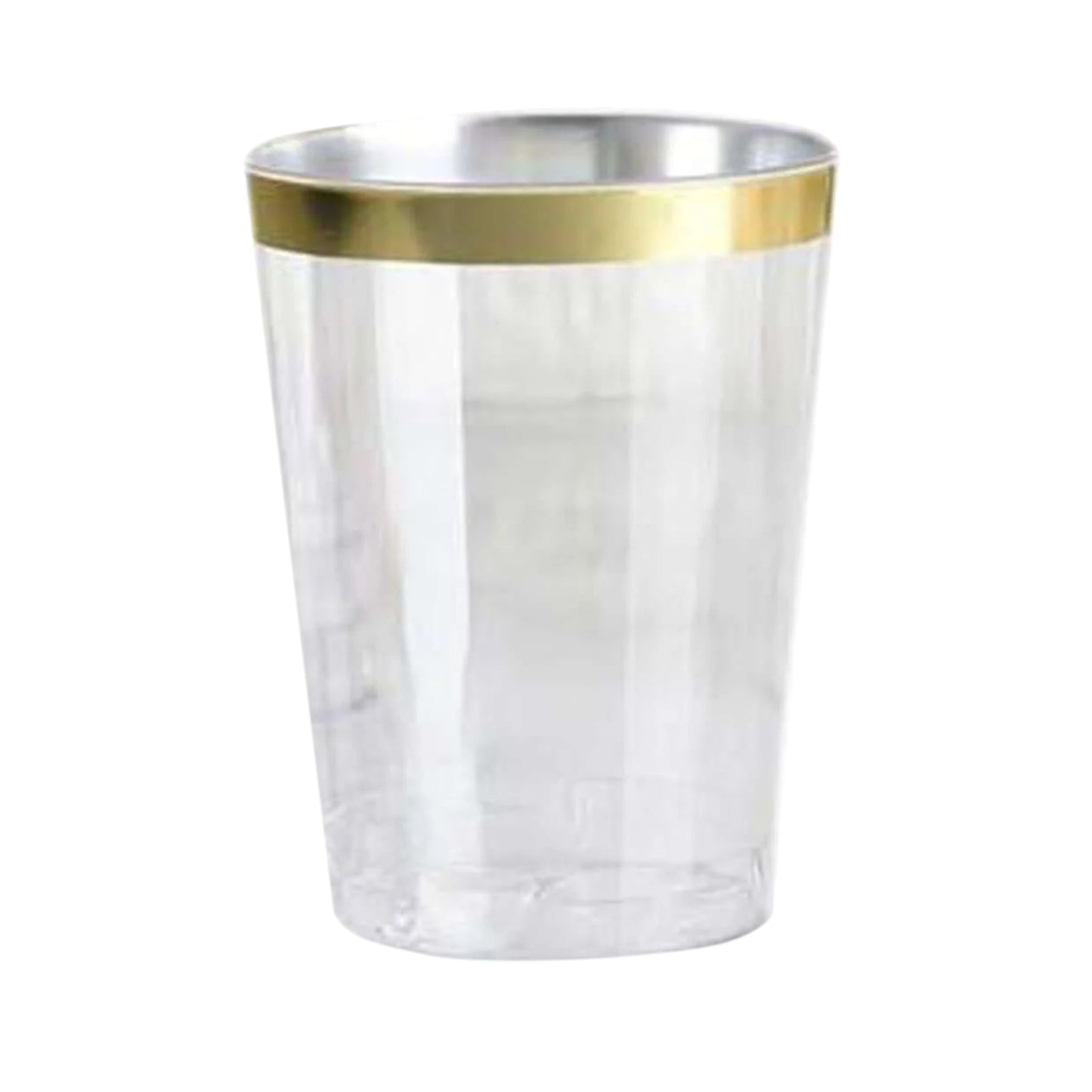 25 - Pack Plastic Tumbler Cups Clear with Gold Rim - Stylish Disposable Party Glasses 10oz - Linen Luxes