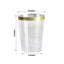 25 - Pack Plastic Tumbler Cups Clear with Gold Rim - Stylish Disposable Party Glasses 10oz - Linen Luxes
