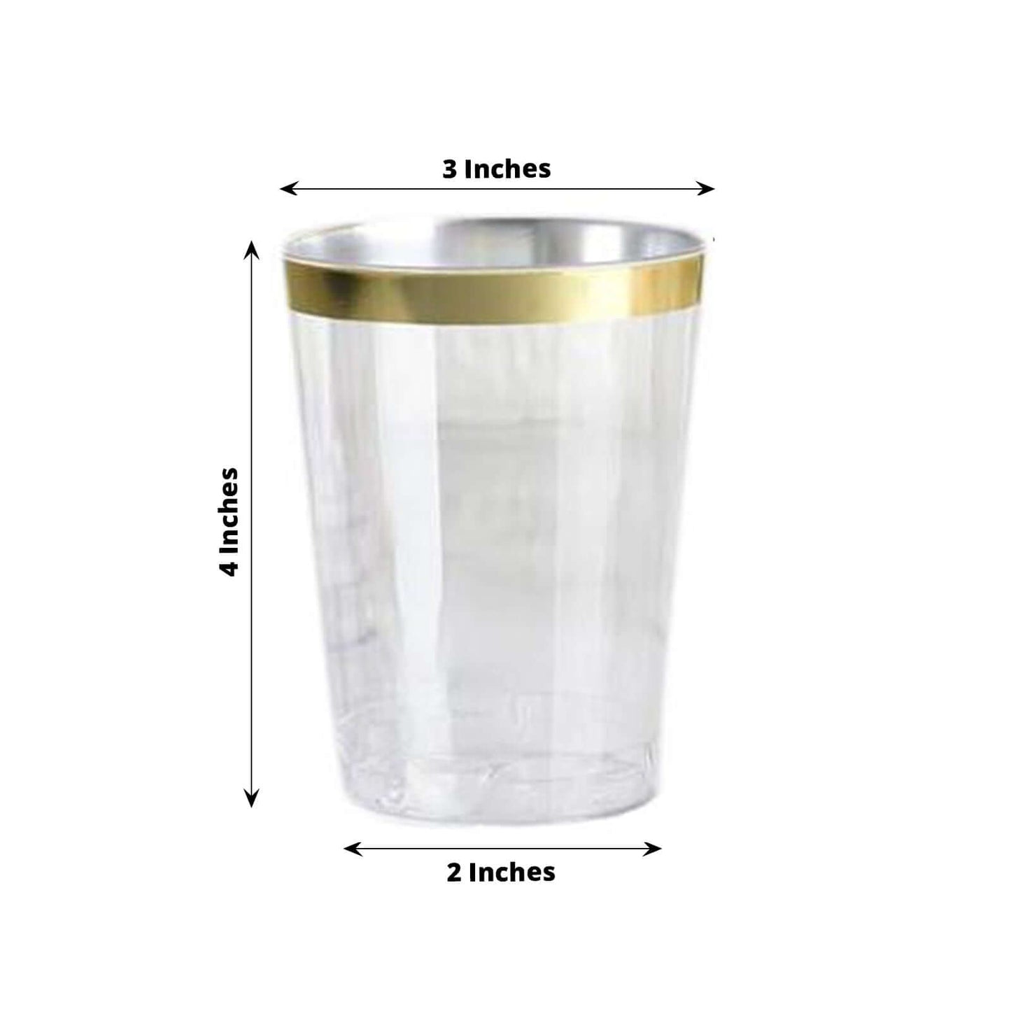 25 - Pack Plastic Tumbler Cups Clear with Gold Rim - Stylish Disposable Party Glasses 10oz - Linen Luxes
