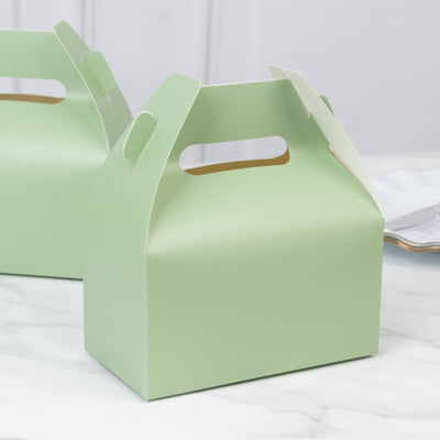25 Pack Candy Gift Tote Gable Boxes, Matte Sage Green Party Favor Treat Boxes - 6"x3.5"x7"