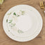 25-Pack Paper 8" Round Dessert Plates in White with Sage Green Floral Print & Lined Rim