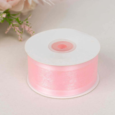 25 Yards 1.5" Blush Sheer Organza Ribbon With Satin Edges - Linen Luxes