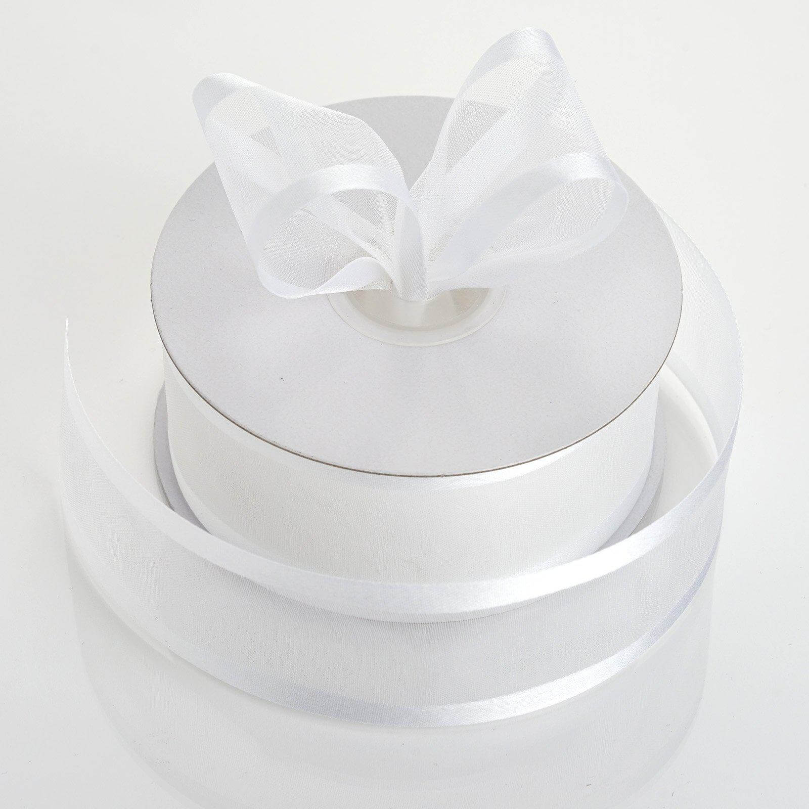 25 Yards 1.5" White Organza Ribbon With Satin Edges - Linen Luxes