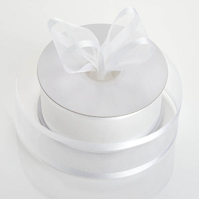 25 Yards 1.5" White Organza Ribbon With Satin Edges - Linen Luxes