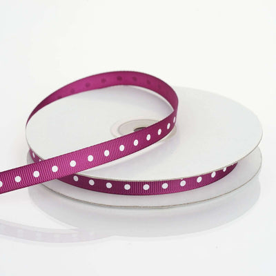 25 Yards 3/8" Eggplant Grosgrain Polka Dot Ribbon - Linen Luxes