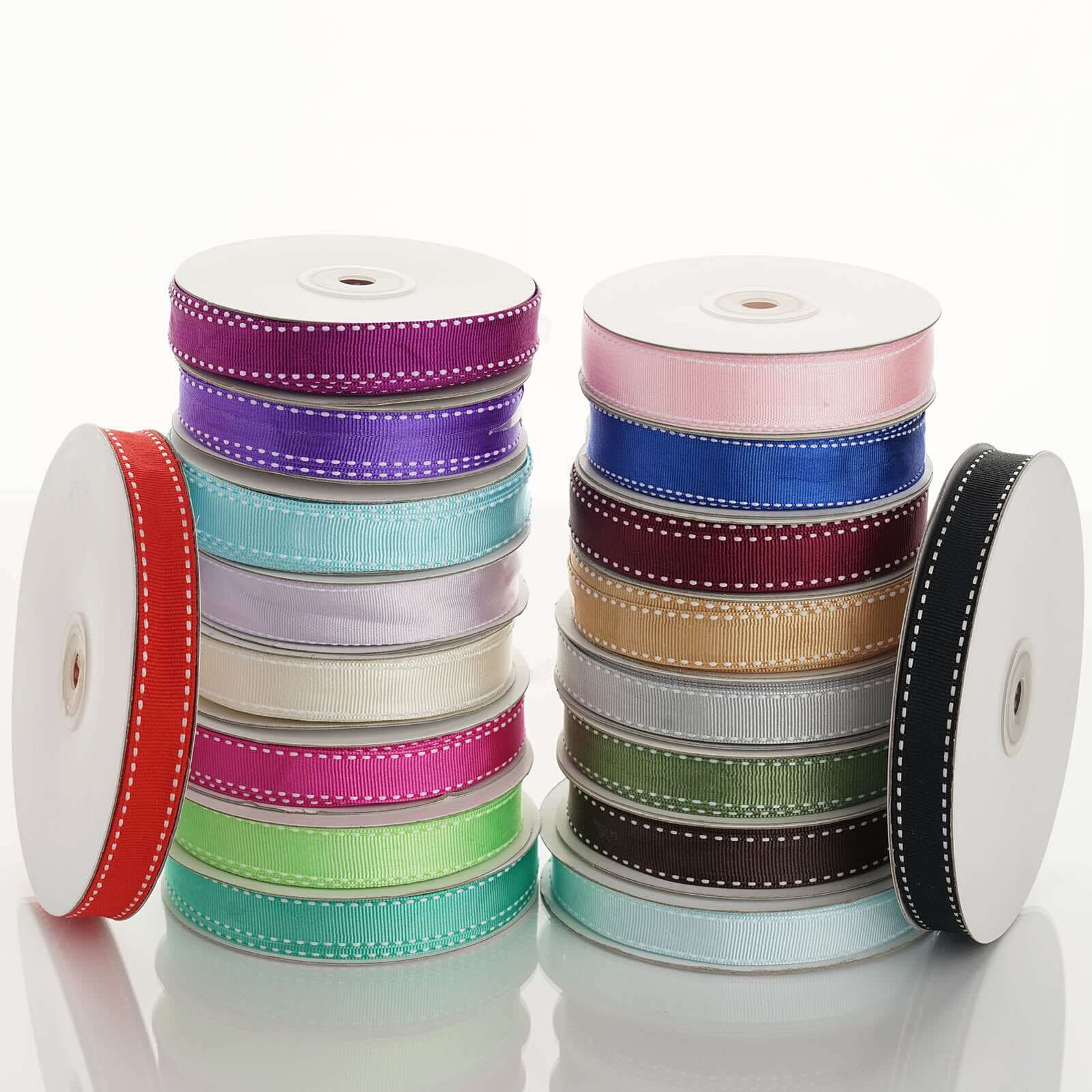 25 Yards 5/8" Hunter Green Stitched Wholesale Grosgrain Ribbon By The Roll - Clearance SALE - Linen Luxes