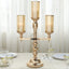 3 - Arm Gold Candelabra Metal with Amber Glass Shades - Stylish Table Centerpiece for Gatherings - Linen Luxes