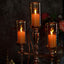 3 - Arm Gold Candelabra Metal with Amber Glass Shades - Stylish Table Centerpiece for Gatherings - Linen Luxes