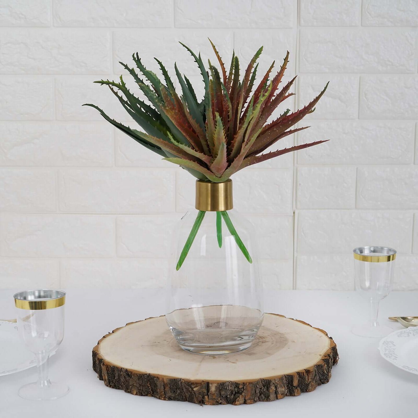 3 Pack 12" Artificial PVC Aloe Cameronii Decorative Succulent Plants - Linen Luxes