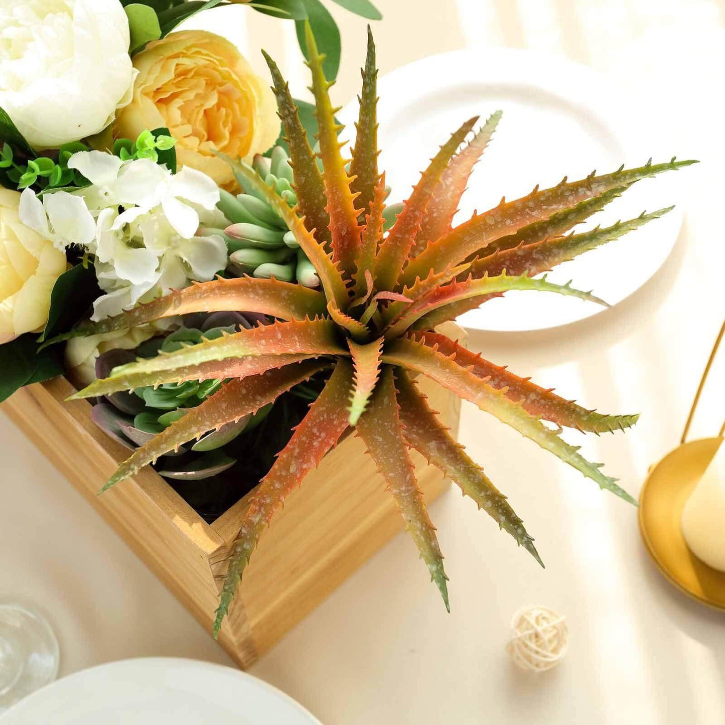 3 Pack 12" Artificial PVC Aloe Cameronii Decorative Succulent Plants - Linen Luxes