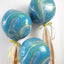 3 Pack 13" 4D Blue Gold Marble Sphere Foil Helium or Air Balloons - Linen Luxes