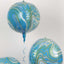 3 Pack 13" 4D Blue Gold Marble Sphere Foil Helium or Air Balloons - Linen Luxes