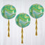 3 Pack 13" Green Gold Marble Orbz Foil Balloons, 4D Sphere Mylar Balloons - Linen Luxes
