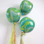 3 Pack 13" Green Gold Marble Orbz Foil Balloons, 4D Sphere Mylar Balloons - Linen Luxes