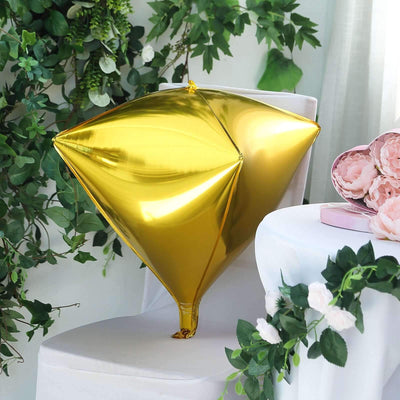 3 Pack 16" Shiny Gold 4D Diamond Self - Sealing Reusable Foil Balloon - Linen Luxes