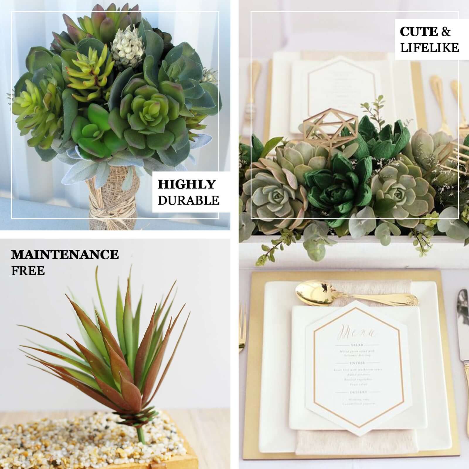 3 Pack 18" Assorted Artificial Aeonium Spray Succulent Air Plants - Linen Luxes