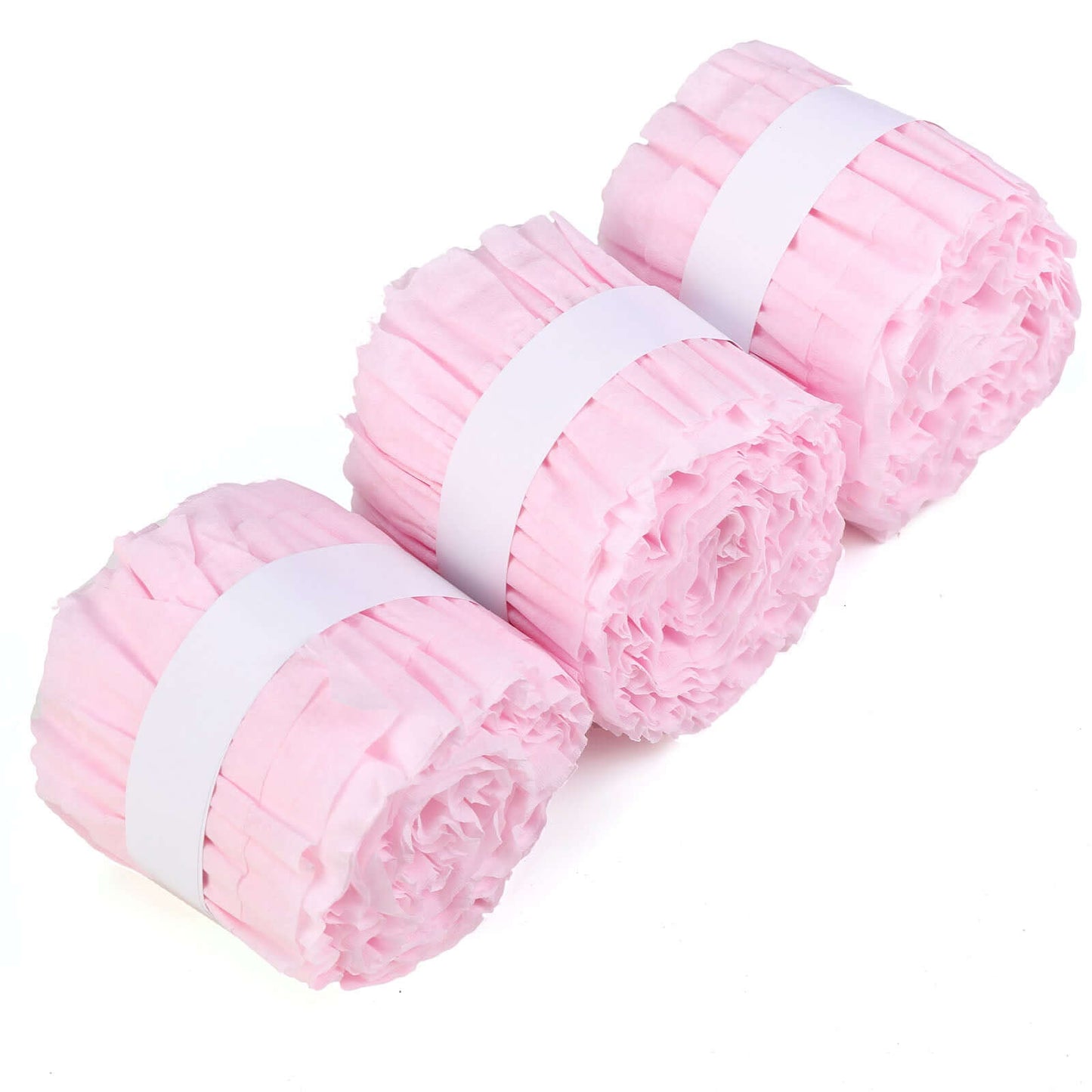 3 Pack 28ft Blush Ruffled Paper Streamer Rolls, Crepe Tissue Party Decorations - Linen Luxes