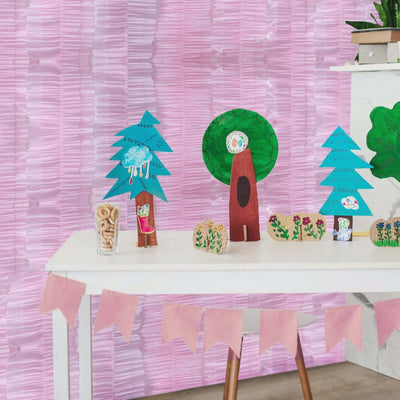 3 Pack 28ft Blush Ruffled Paper Streamer Rolls, Crepe Tissue Party Decorations - Linen Luxes