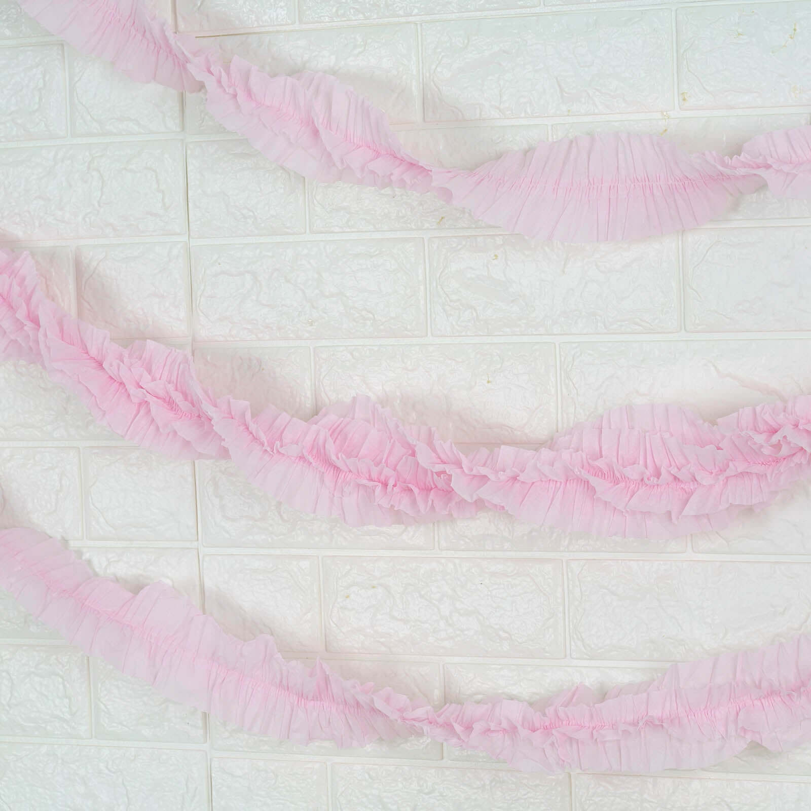 3 Pack 28ft Blush Ruffled Paper Streamer Rolls, Crepe Tissue Party Decorations - Linen Luxes